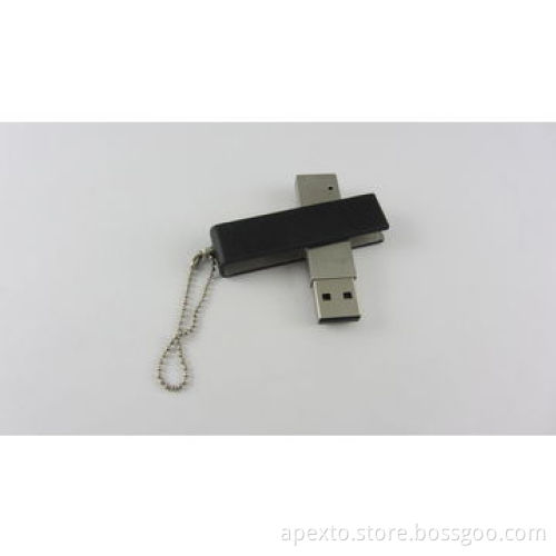 Black Leather Swivel USB Flash Memory, Customized Logos Welcomed, 1 to 32GB Capacities